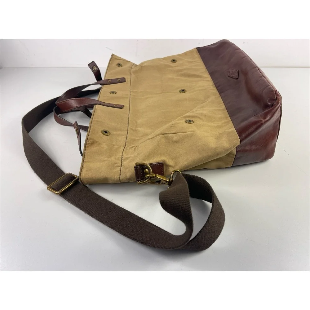 Fossil Vintage Canvas And‎ Leather Tote Bag Purse